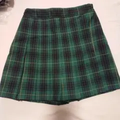 【中古】グリーンチェック プリーツキュロット　130 ユニクロ