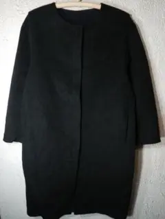 o8496　ユニクロ　ノーカラー　ウール混紡　デザイン　コート