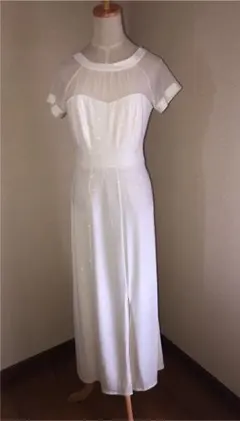 ホワイト×グリッターロングワンピース