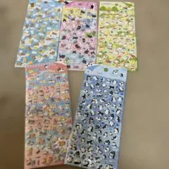 アニマルシール 5シートセット　ぷっくり　立体　ボンボンドロップ　ぷっくり　3D