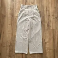 ⭐️薄ベージュ　ワイドパンツ⭐️ ヘリンボーン 柄　M size