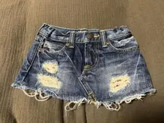 moussy デニムブルー ダメージ加工 ミニスカート