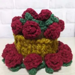 バラの花束コースター　2枚セット　ハンドメイド　かぎ針編み