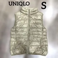 ユニクロ レディース　ウルトラライトダウンベスト　ドット柄　キャメル　Sサイズ