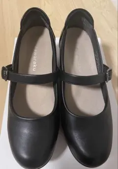 fuwaraku レディースパンプス／3E／22.0cm／黒色／ヒール6cm