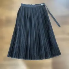 美品MONCLER プリーツスカート 黒/白 ひざ丈 350320234_1.jpg