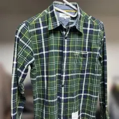 TOMMY 緑系チェック柄長袖ネルシャツ　Mサイズメンズ