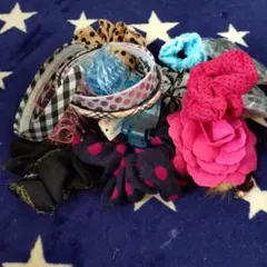 新品ヘアアクセサリー シュシュバンスカチューシャなど大量18点セットまとめ売り