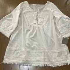 ［JWRIAE］刺繍チュニック　ブラウス　コットン100% 3L 七分袖　新品のサムネイル