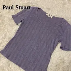 Paul Stuart ラメリブニット 半袖 ニット 6 ラベンダー 日本製のサムネイル