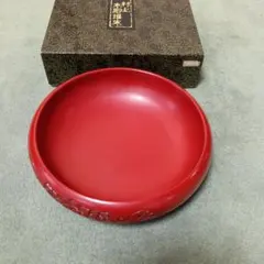 村上堆朱菓子器、木製　 花模様