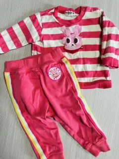 ミキハウス ストライプ柄 セットアップ 80