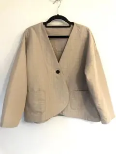 On One＇s Own ラウンドヘム・ノーカラー・キルティング風ジャケット