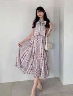 An MILLE ビッグチェックドッキングOP ビッグチェックドッキングワンピース｜evelyn（エブリン）公式