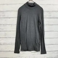 UNIQLO リブ ハイネック カットソー グレー きれいめ レディース 春