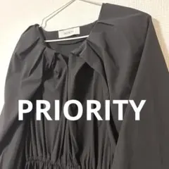 【PRIORITY】ボリューム　ロングワンピース ブラック 上品 フレア　ドレスのサムネイル