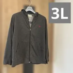 大きいサイズ グレー パーカー ジップアップ3L