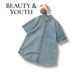 ビューティーアンドユース　メンズ　長袖デニムシャツ　ライトブルー　Mサイズ
