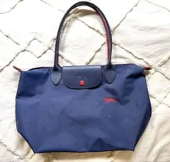 ロンシャン 三色馬刺繍トートバッグ プリアージュ ネイビーL - メルカリ
