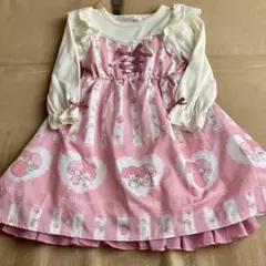 Majolica ピンク ハート　長袖ワンピーサンリオ　マイメロ　いちご　フリル