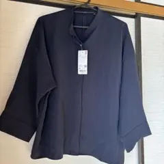 UNIQLO ドレープブラウス　ネイビー（M）