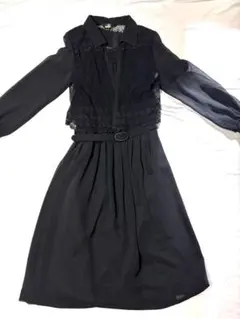 エアワルモード　ブラックフォーマル　喪服 ワンピースジャケットセットレースの花柄