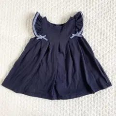 【美品】BEBE べべ　ワンピース　ネイビー　フリル　リボン　90
