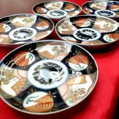 有田焼　伊万里焼　古伊万里　金彩　色絵　小皿　中皿　5寸皿5客セット　③