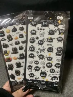 黒猫とキャラクターの3Dシール　ボンボンドロップシール