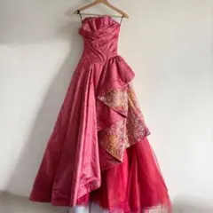 演奏会ドレス ピンク ウェディング ジャガード 編み上げ 7号 プリンセス発表会