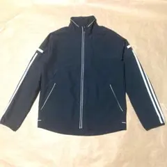 【アディダス】黒 ナイロンジャケット Mシンプルなデザインストライプ白