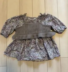 petit main 花柄ロンパース ニットビスチェ セット