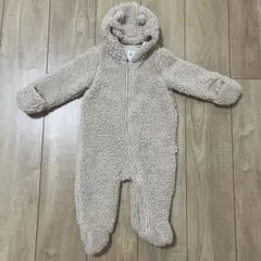 ベージュ ボア フード付きアウター 80cm