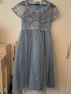 ブルー 刺繍 フォーマルドレス 150cm