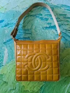 ヴィンテージCHANELチョコバー キャメル ショルダーバッグ難あり