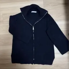 ZARA オーバーサイズ ジップニットカーディガン ネイビー Sサイズ