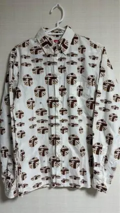 A BATHING APE 長袖シャツ　カモフラ　猿　刺繍ロゴ　イギリスタグ　L