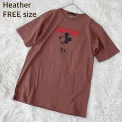 Heather ミッキーマウス 半袖 Tシャツ ブラウン　ディズニー ミッキー