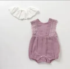 アプレレクール ラベンダー レース付きロンパース 70cm