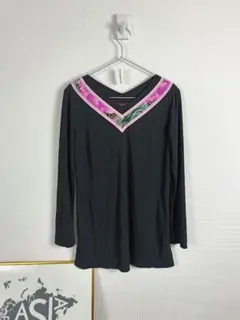 専用LEONARD FASHION レオナールカンカン素材黒の長袖ハイネック