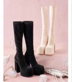 Darich ダーリッチ ストレッチロングブーツ アイボリー Mサイズ