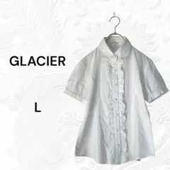 GLACIER グラシア　フリル付きシャツ 上品　ブラウス　シャツ　L