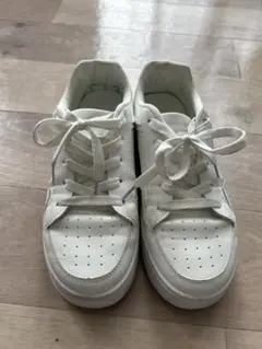 レディース ホワイト 白 厚底 スニーカー 23cm カジュアル 中古