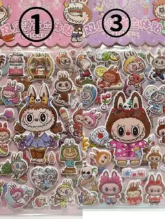 ラブブ立体ステッカー　ボンボンドロップシールぷっくり立体シール4枚セット