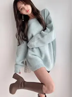 【新品未使用、24.5】GRL センターシームチャンキーヒールレザーロングブーツ