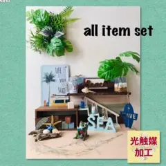 海を感じるウォールシェルフ 光触媒加工フェイクグリーン 小物 全部セット