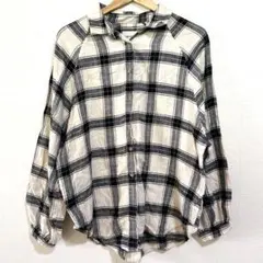 アメリカンイーグル チェック ネルシャツ ボリューム袖 XL 白綿　ベージュのサムネイル