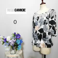 美品◇ナラカミーチェ 定価2.5万 洗える ウェーブ幾何プリント七分袖 