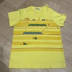 familiarイエロー Tシャツ 電車と車のデザイン