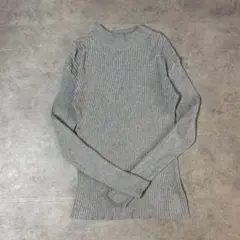 シルク混 リブニット グレー 大人カジュアル ノームコア オフィスカジュアル